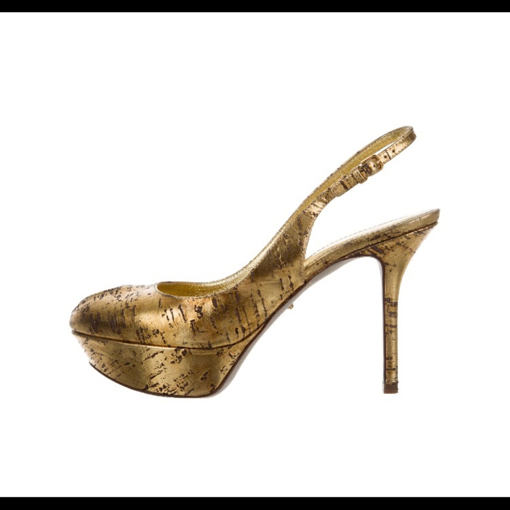 Sergio Rossi metallic peep toe heel
